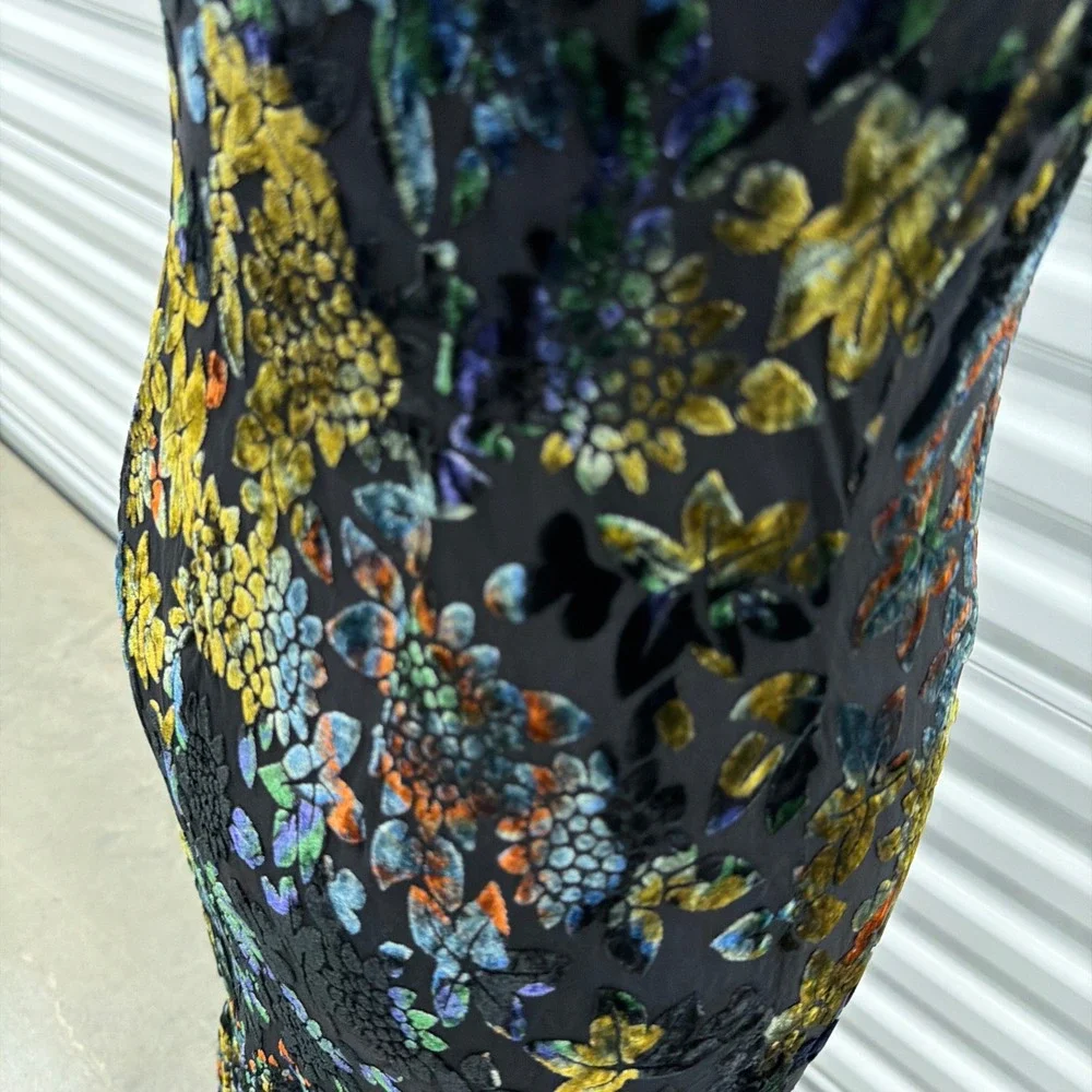 Vtg Newport News Velvet Burnout Maxi Dress Womens 10 Cowl Mermaid Witchy 90s y2k